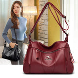 Casual Many Pockets High PU Leather Women Shoulder Bags Handbags Women Crossbody