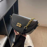 High Leather Solid Saddle Bag Women Shoulder Crossbody Flap Hand