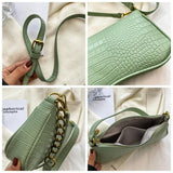 Crocodile Pattern Shoulder Bag Chain Handbags Purse Women Small Crossbody Bag