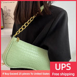 Crocodile Pattern Shoulder Bag Chain Handbags Purse Women Small Crossbody Bag