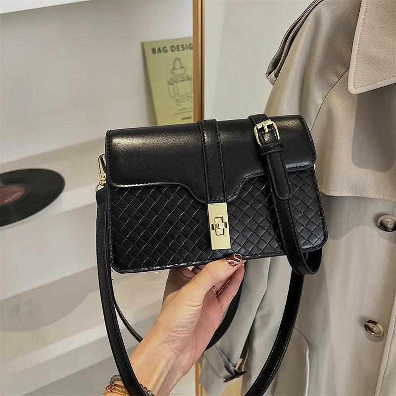 Woven Handbags PU Leather Shoulder Bags Small Crossbody Bag Female