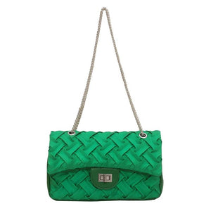 Women's PU Leather Weave Shoulder Bag Crossbody Sac A Main