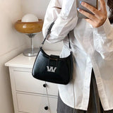 Diamond Words Small Shoulder Bag Chain High Tote PU Leather