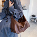 Large-Capacity Women's Messenger Bag Pure Coffee Color
