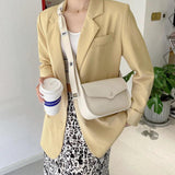 Leather Square Shoulder Bag for Women Crossbody Messenger Handbag