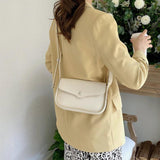 Leather Square Shoulder Bag for Women Crossbody Messenger Handbag
