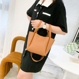 Barrel-shaped Classic Shoulder Bags PU Leather Tote Sac