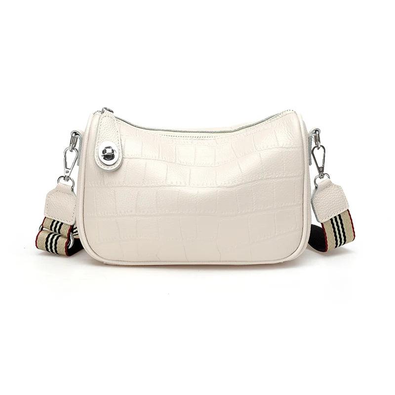 Stone Pattern Crossbody Bag Cow Leather Shoulder Bag Women Real Leather Handbags