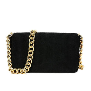 Corduroy Chain Shoulder Bag for Women Small Handbag Square Pouch