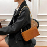 Corduroy Chain Shoulder Bag for Women Small Handbag Square Pouch