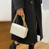 Corduroy Chain Shoulder Bag for Women Small Handbag Square Pouch