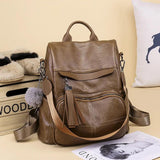 Soft Leather Backpack Women'S Retro Outdoor Travel Bag Casual Ladies Backpack