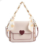 Ribbon Chain PU Leather Crossbody Bag for Women Shoulder Bag Purse Handbag