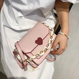 Ribbon Chain PU Leather Crossbody Bag for Women Shoulder Bag Purse Handbag