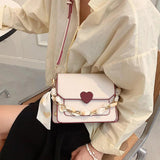Ribbon Chain PU Leather Crossbody Bag for Women Shoulder Bag Purse Handbag