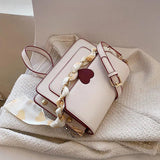 Ribbon Chain PU Leather Crossbody Bag for Women Shoulder Bag Purse Handbag