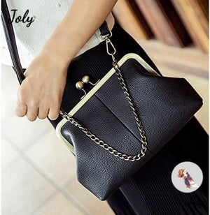 Retro Kiss Lock Pu Crossbag Diamonds Shoulder Handbag