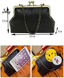 Retro Kiss Lock Pu Crossbag Diamonds Shoulder Handbag