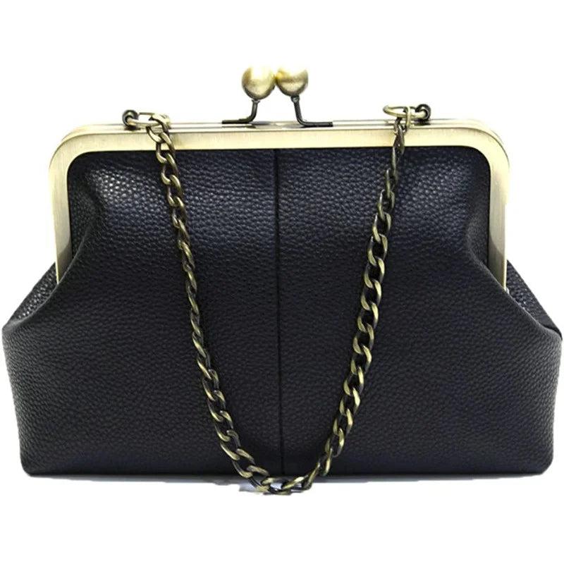 Retro Kiss Lock Pu Crossbag Diamonds Shoulder Handbag