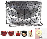 Geometric Luminous Clutch Purse Holographic Shoulder Handbag