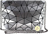 Geometric Luminous Clutch Purse Holographic Shoulder Handbag
