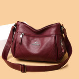 Leather Crossbody Bag for Women Zipper Handbags Single Strap
