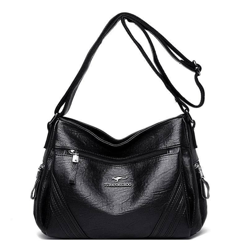 Leather Crossbody Bag for Women Zipper Handbags Single Strap