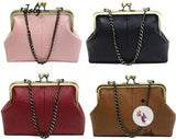 Retro Kiss Lock Crossbag Diamonds Appliques Shoulder Handbag