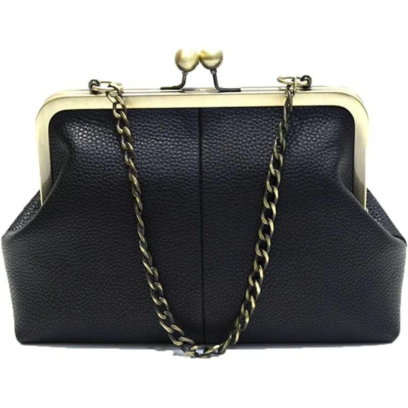 Retro Kiss Lock Crossbag Diamonds Appliques Shoulder Handbag