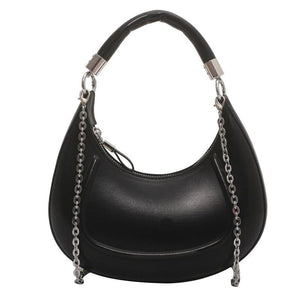 Half Moon Leather Chain Shoulder Bag Women Small Tote S