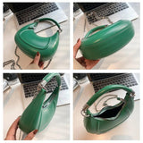 Half Moon Leather Chain Shoulder Bag Women Small Tote S