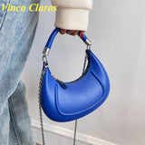 Half Moon Leather Chain Shoulder Bag Women Small Tote S