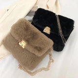 Fluffy Square Bag Chain Cross Body Plush