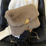 Fluffy Square Bag Chain Cross Body Plush