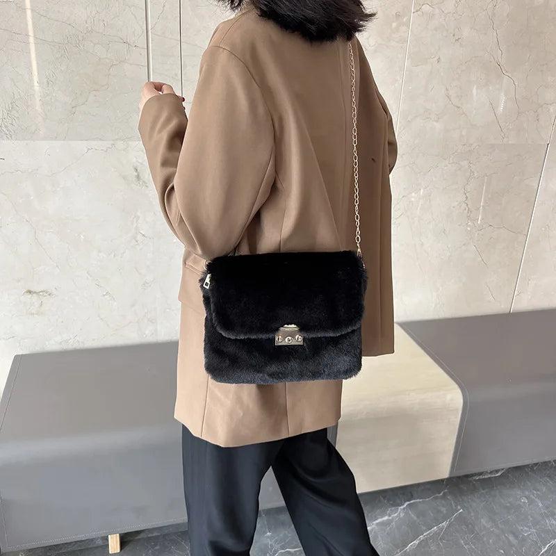 Fluffy Square Bag Chain Cross Body Plush