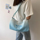 Canvas Shoulder Bag Gradient Large Capacity Girl Casual Handbag