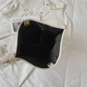 Casual Jacquard Tote Bag with Tulip Flowers Embroidery