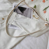 Casual Jacquard Tote Bag with Tulip Flowers Embroidery