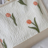 Casual Jacquard Tote Bag with Tulip Flowers Embroidery