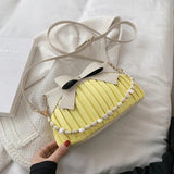 Soft Leather Crossbody Bag Shell Chain Shoulder Bag for Women