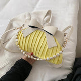 Soft Leather Crossbody Bag Shell Chain Shoulder Bag for Women
