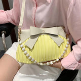 Soft Leather Crossbody Bag Shell Chain Shoulder Bag for Women