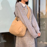 Large Nylon Handbag Quilting Puffy Tote Crossbody Bag Winter Handle Bags