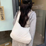 Large Nylon Handbag Quilting Puffy Tote Crossbody Bag Winter Handle Bags