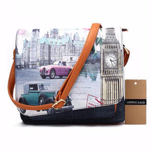 Vintage Denim Shoulder Bag Patchwork Crossbody Messenger Bag