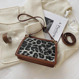 Leopard Leather Shoulder Bag Crossbody Vintage Handbag Messenger