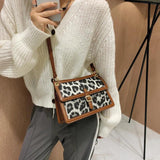 Leopard Leather Shoulder Bag Crossbody Vintage Handbag Messenger