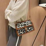 Leopard Leather Shoulder Bag Crossbody Vintage Handbag Messenger