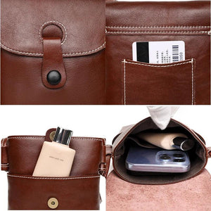 Vintage Leather Girls Phone Bag Women Shoulder Crossbody Purse