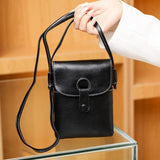 Vintage Leather Girls Phone Bag Women Shoulder Crossbody Purse